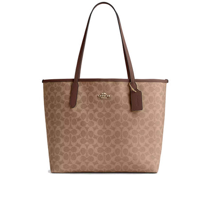 Coach Women's City Tote Bag In Signature Canvas Gold/Tan/Brown