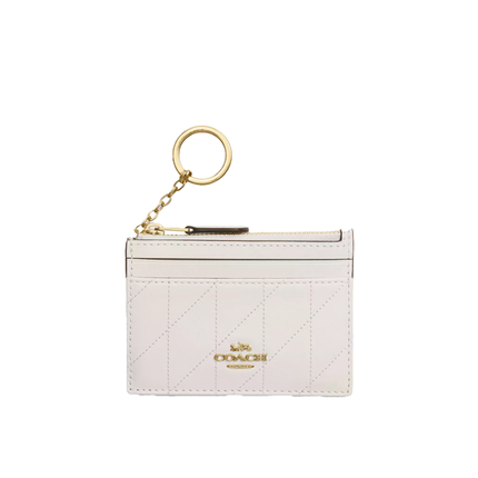 Coach Women's Mini Skinny Id Case With Quilting Gold/Chalk