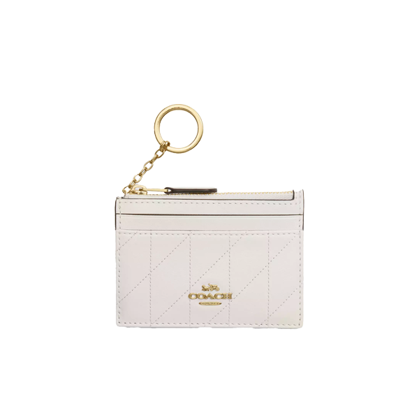 Coach Women's Mini Skinny Id Case With Quilting Gold/Chalk