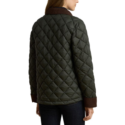 Polo Ralph Lauren Women's Corduroy-Trim Quilted Barn Jacket Litchfield Loden