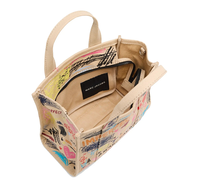 Marc Jacobs Women's The Punk Scribble Canvas Small Tote Bag Beige