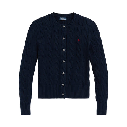 Polo Ralph Lauren Women's Cable-Knit Cotton Crewneck Cardigan Hunter Navy