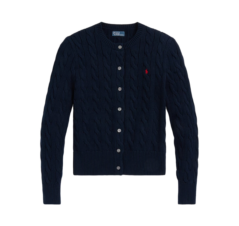 Polo Ralph Lauren Women's Cable-Knit Cotton Crewneck Cardigan Hunter Navy