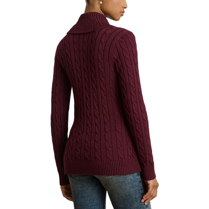 Polo Ralph Lauren Women's Buckle-Trim Cotton Sweater Dark Garnet
