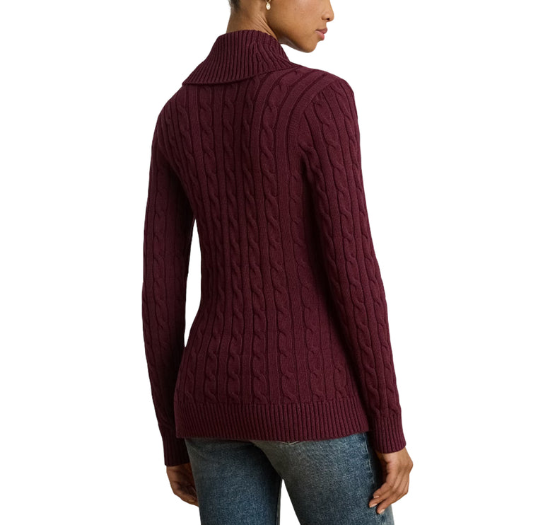 Polo Ralph Lauren Women's Buckle-Trim Cotton Sweater Dark Garnet