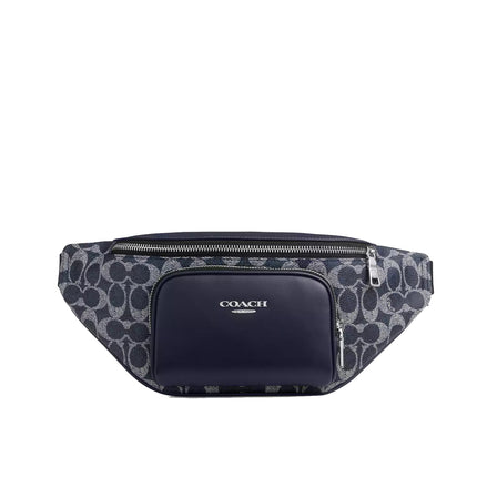 Coach Unisex Racer Small Belt Bag In Signature Canvas Silver/Denim Chalk