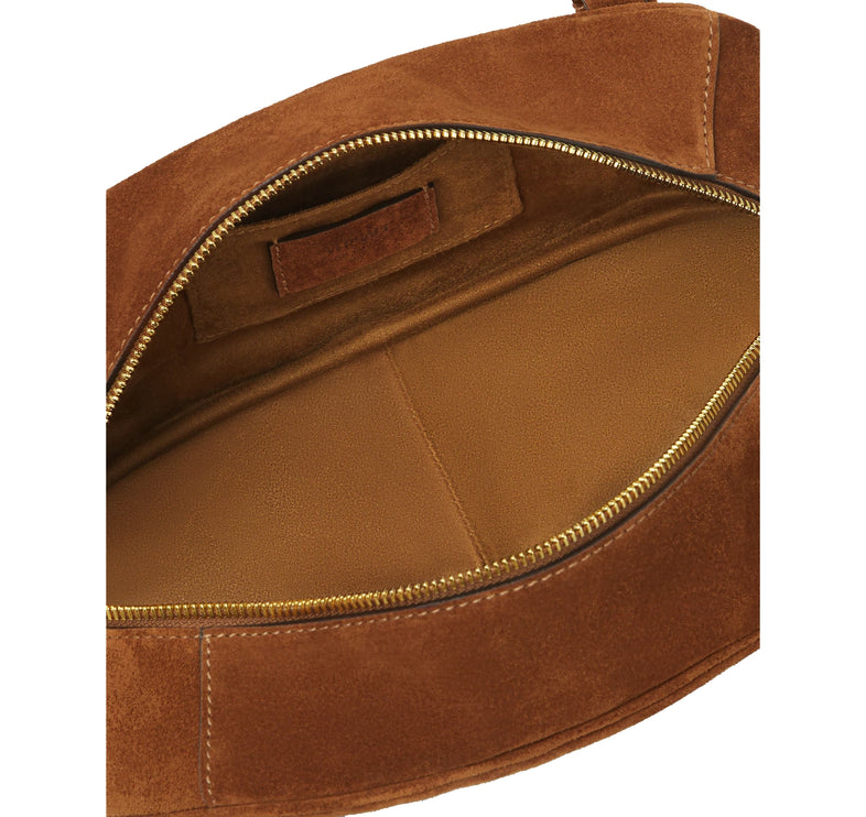 Versace Women's Versace Tag Suede Medium Bowling Bag Brown
