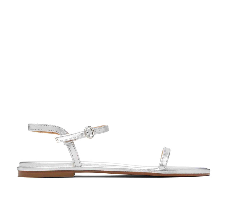 AEYDE Women's Nettie Leather Sandals Silver Nappa