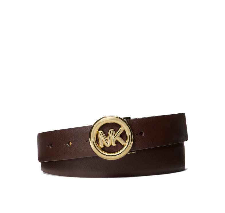 Michael Kors Women's Logo Leather Belt Chocolate