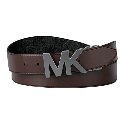 Michael Kors Men's Reversible Logo Embossed Leather Buckle Belt Black/Brown