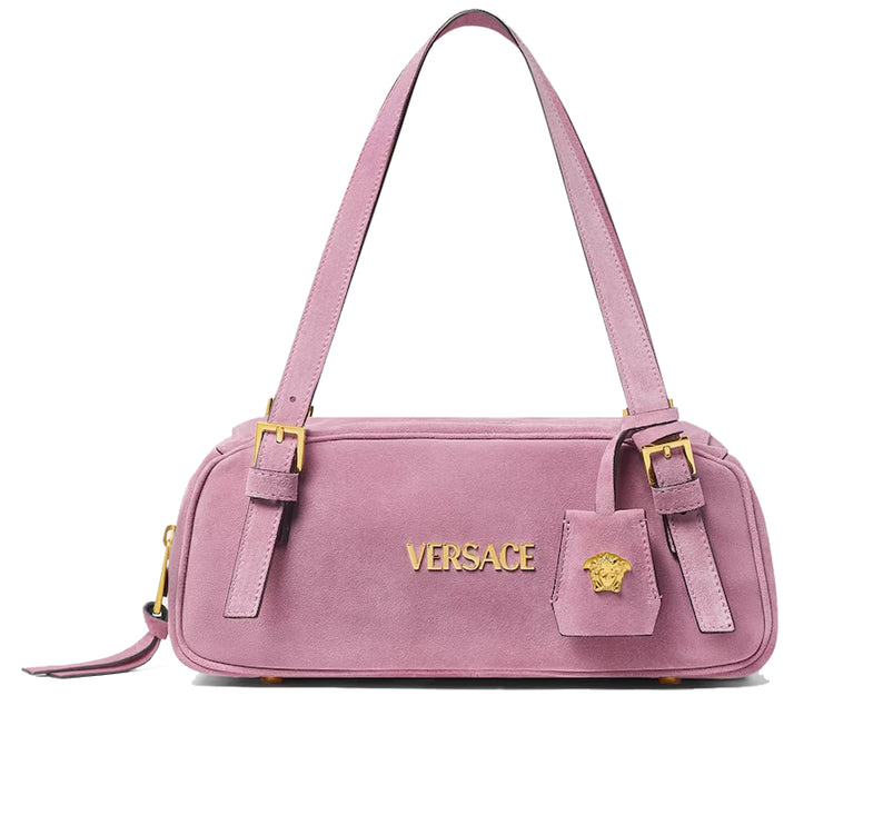 Versace Women's Versace Tag Suede Bowling Bag Pink