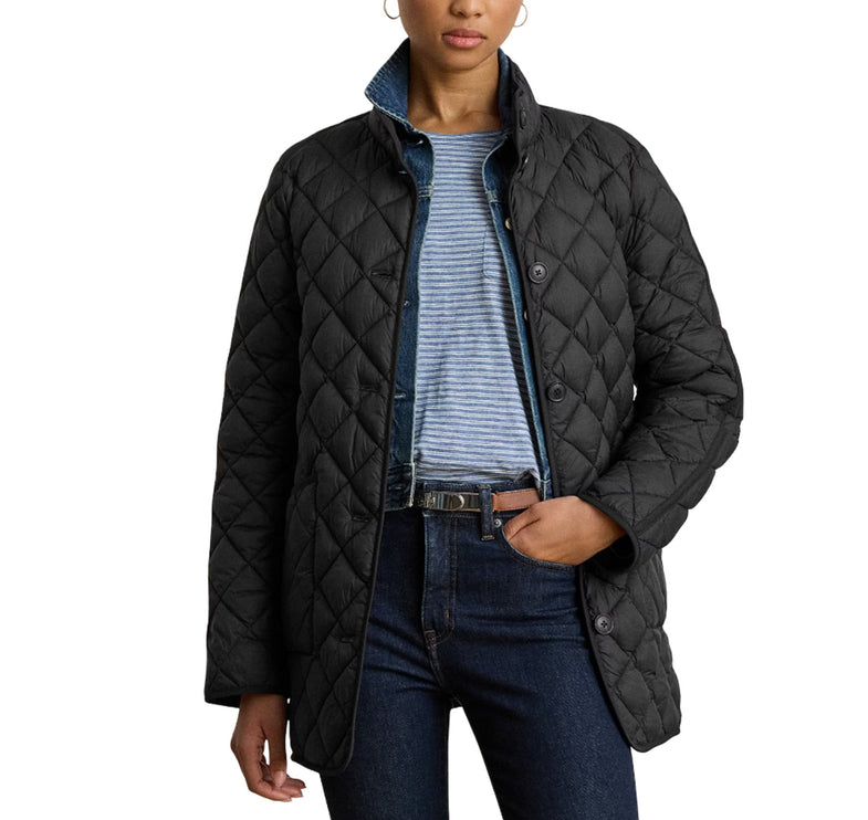 Polo Ralph Lauren Women's Diamond-Quilted Mockneck Jacket Black