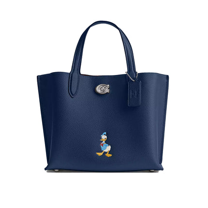 Coach Women's Disney X Coach Willow Tote Bag 24 With Donald Duck Silver/Deep Blue Multi