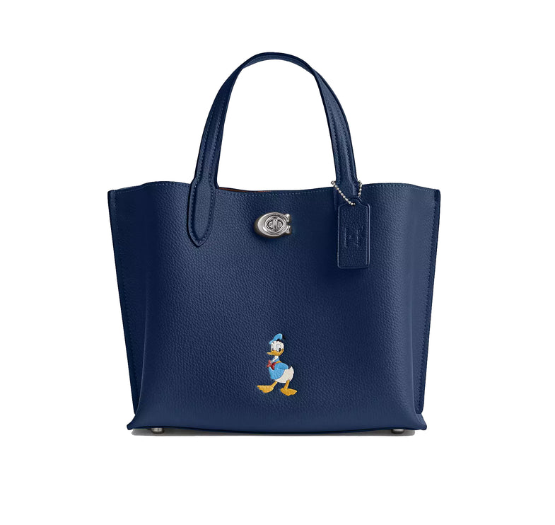 Coach Women's Disney X Coach Willow Tote Bag 24 With Donald Duck Silver/Deep Blue Multi