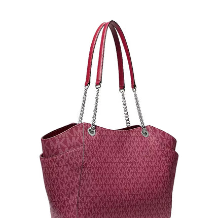 Michael Kors Women's Jet Set Large Signature Logo Shoulder Bag Maroon