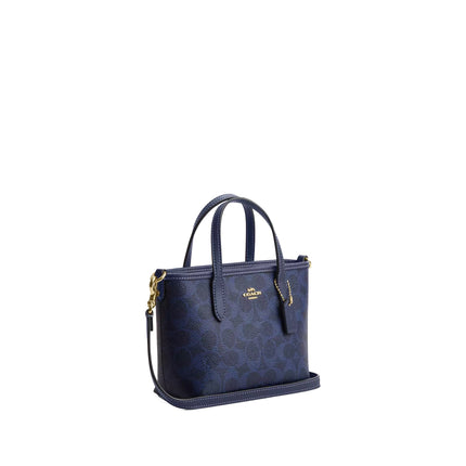 Coach Women's City Mini Tote Bag In Signature Canvas Gold/Navy