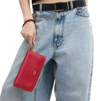Coach Women's Long Zip Around Wallet Gold/Poppy