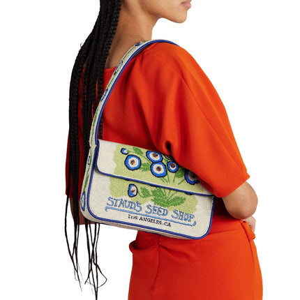 STAUD Women's Tommy Beaded Bag Baby Blue Eyes