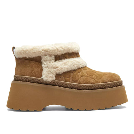 Coach Women's Christina Bootie In Signature Suede Tobacco