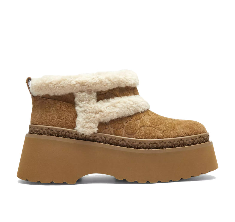 Coach Women's Christina Bootie In Signature Suede Tobacco