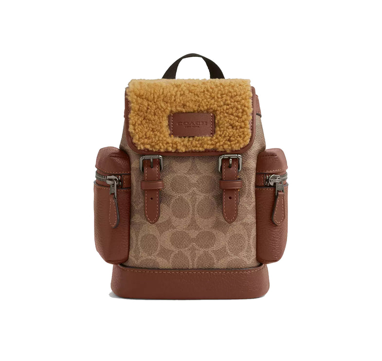 Coach Unisex Sprint Sling Pack In Signature Canvas Gunmetal/Tan/Vintage Brown