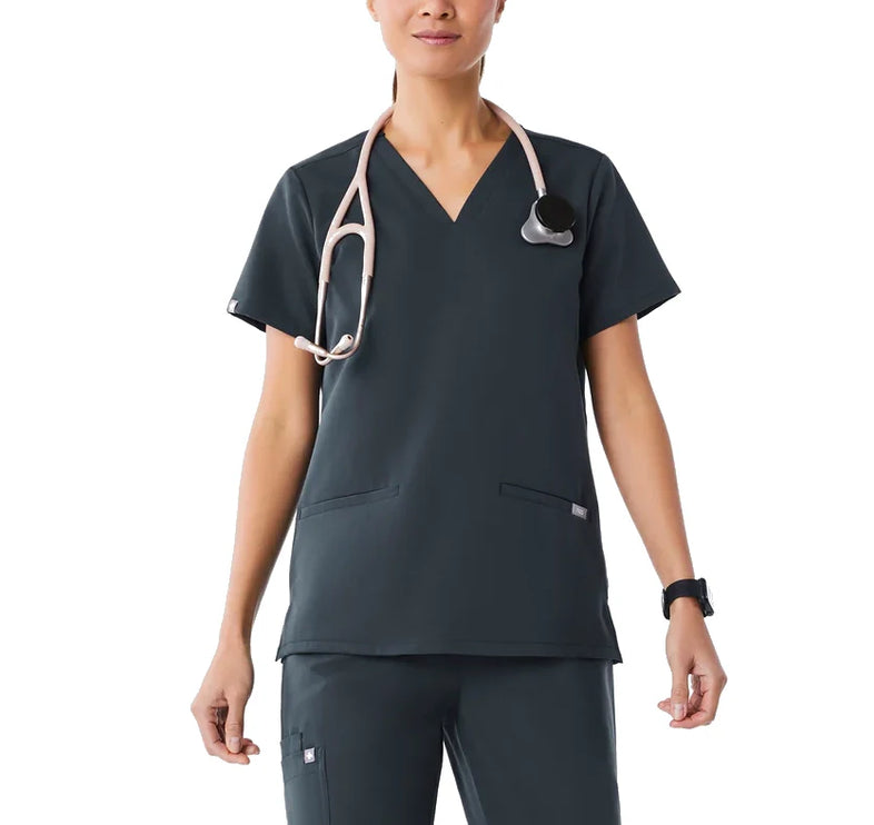 FIGS Women's Casma Three Pocket Scrub Top Dark Harbor