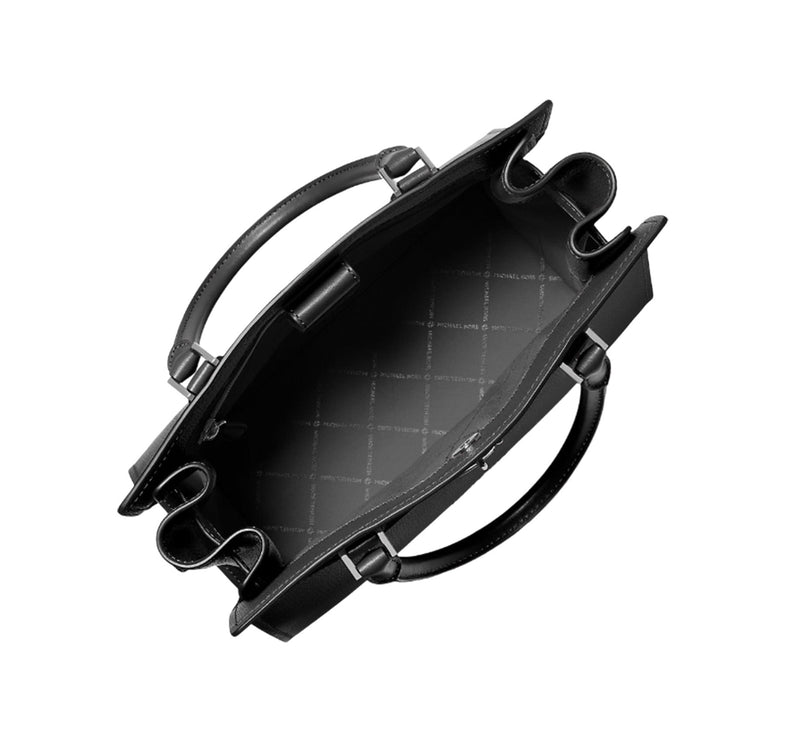 Michael Kors Women's Hamilton Medium Leather Satchel Silver/Black