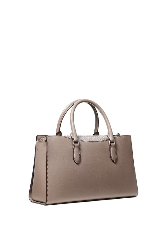 Michael Kors Women's Arden Medium Top-Zip Satchel Bag Mushroom