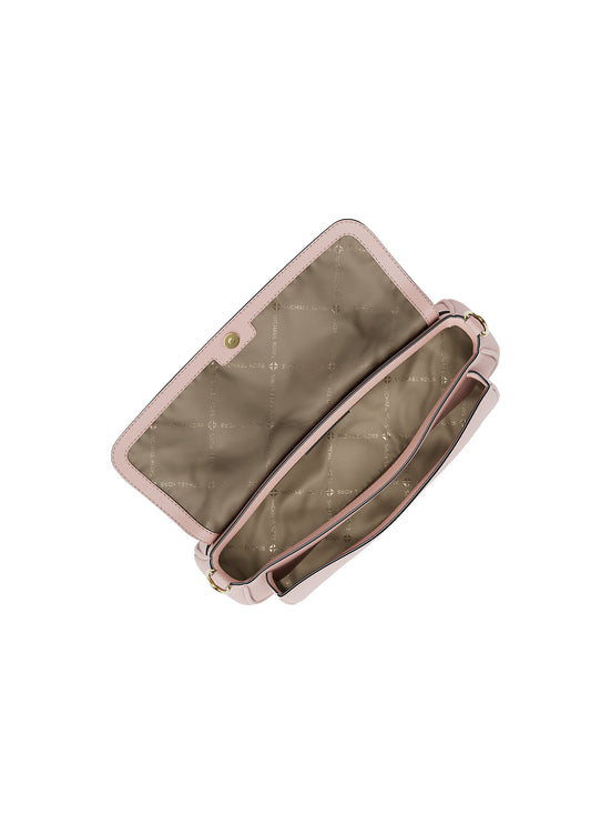 Michael Kors Women's Jet Set Travel Small Pebbled Leather Crossbody Bag With Pouch Powder Blush/Gold