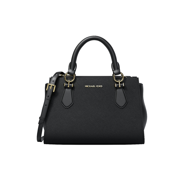 Michael Kors Women's Marilyn Small Leather Satchel Bag Black/Gold