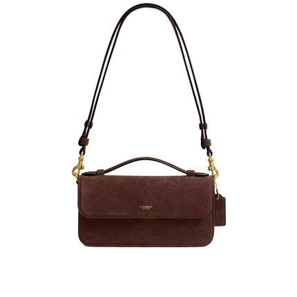 Coach Women's  New York Elora Top Handle Crossbody Bag Suede/Brass/Dark Chocolate