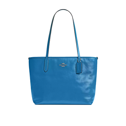 Coach Women's Medium City Tote Bag Silver/Blue Jay