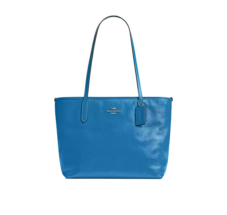 Coach Women's Medium City Tote Bag Silver/Blue Jay