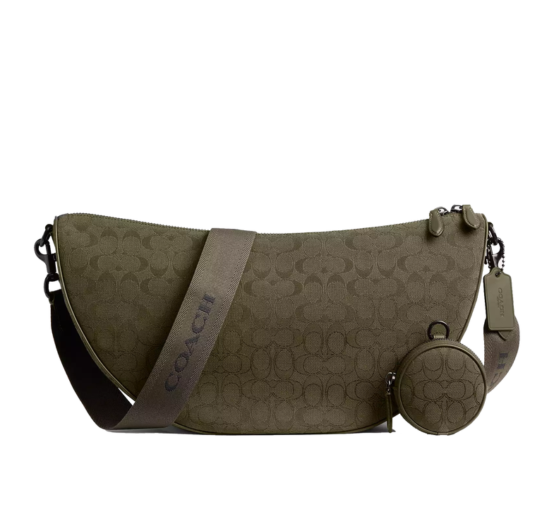 Coach Unisex Hall Soft Sling Bag 45 In Signature Jacquard Olive Drab
