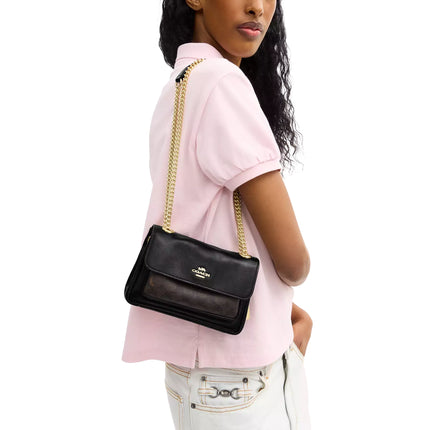 Coach Women's Elodie Crossbody Bag 18 In Signature Canvas Gold/Walnut/Black