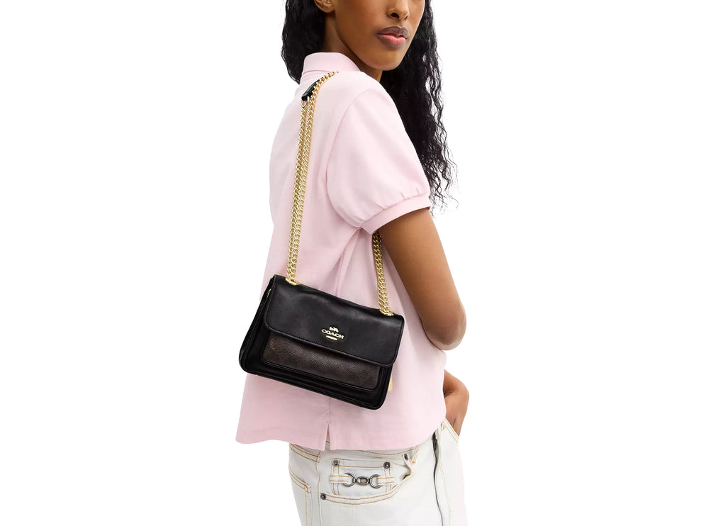 Coach Women's Elodie Crossbody Bag 18 In Signature Canvas Gold/Walnut/Black