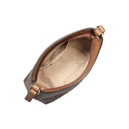 Michael Kors Women's Maya Small Signature Logo Crossbody Bag Brown/Gold