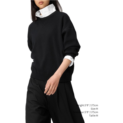 Uniqlo Unisex Smooth Cotton Crew Neck Sweater 09 Black