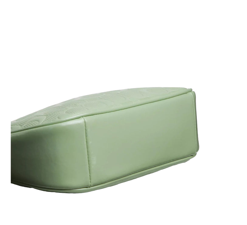 Coach Women's Teri Mini Crossbody Bag In Signature Leather With Heart Charm Silver/Green