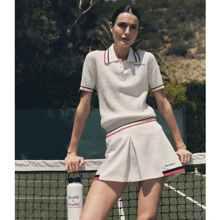 Sporty & Rich Women's Serif Logo Mila Skirt White/Navy/Fire Red