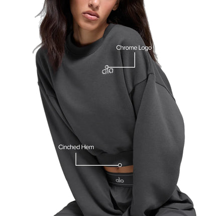 alo Women's Cropped Accolade Crewneck Anthracite