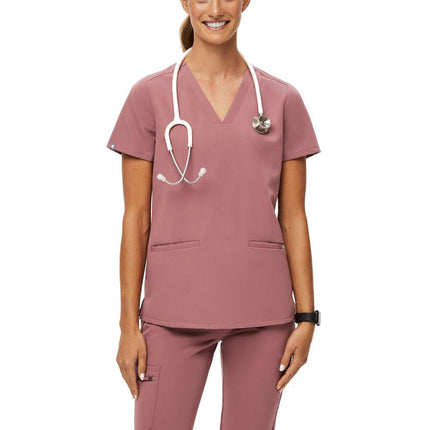 FIGS Women's Casma Three Pocket Scrub Top Mauve