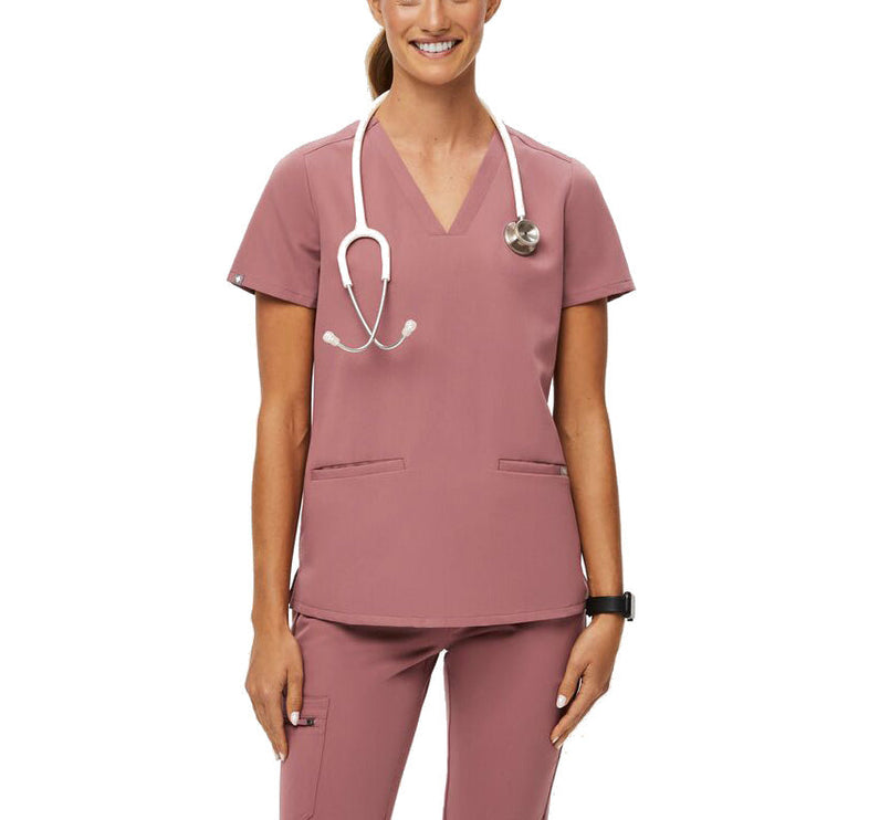FIGS Women's Casma Three Pocket Scrub Top Mauve