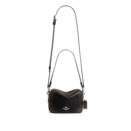 Coach Women's Mini Carey Crossbody Bag In Loved Leather Silver/Black Brown
