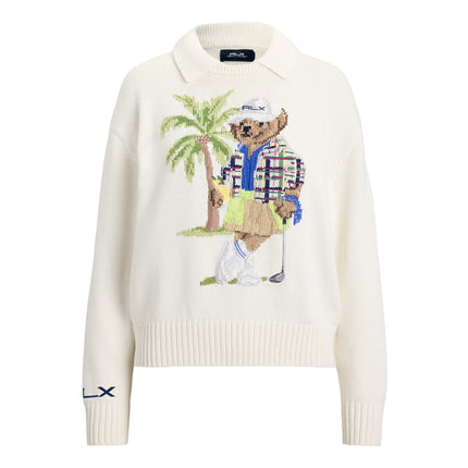 Polo Ralph Lauren Women's Polo Bear Performance Polo Sweater White Splash Multi