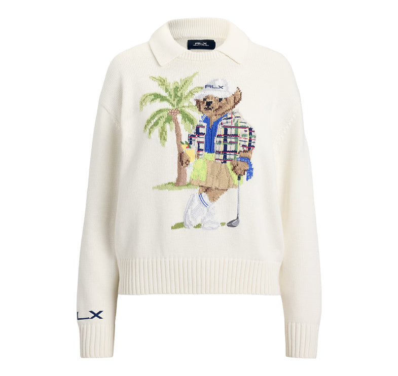 Polo Ralph Lauren Women's Polo Bear Performance Polo Sweater White Splash Multi