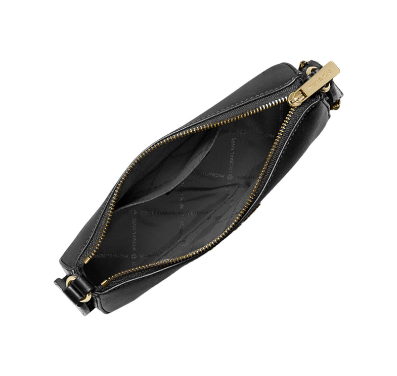 Michael Kors Women's Jet Set Saffiano Leather Crossbody Bag with Case for Apple Airpods Pro Black/Gold