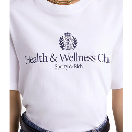 Sporty & Rich Women's H&W Crest T-Shirt White/Navy