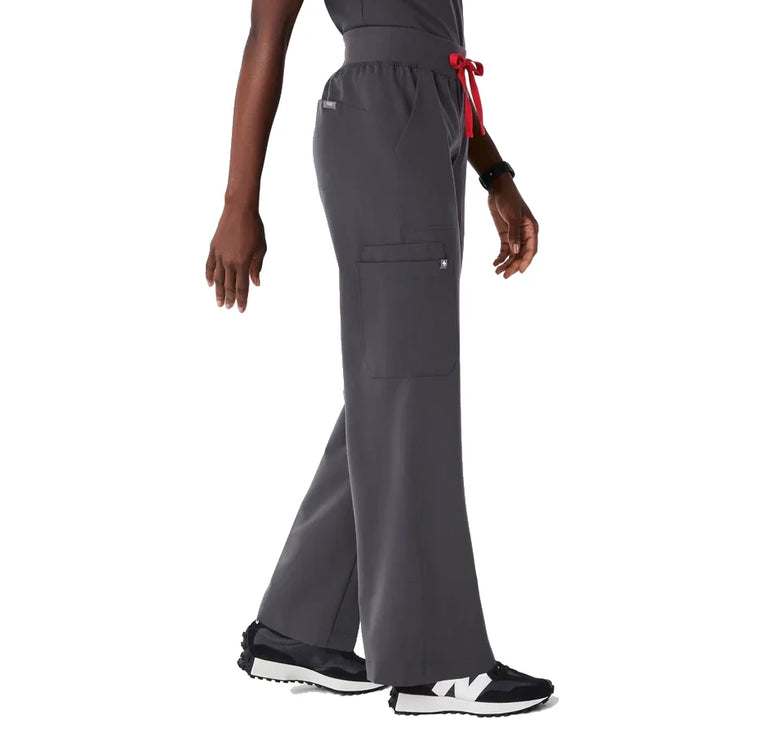 FIGS Women's High Waisted Isabel Wide Leg Scrub Pants Charcoal