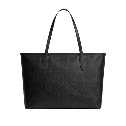 Coach Women's City Tote Bag 47 In Signature Cotton Matte Black/Black